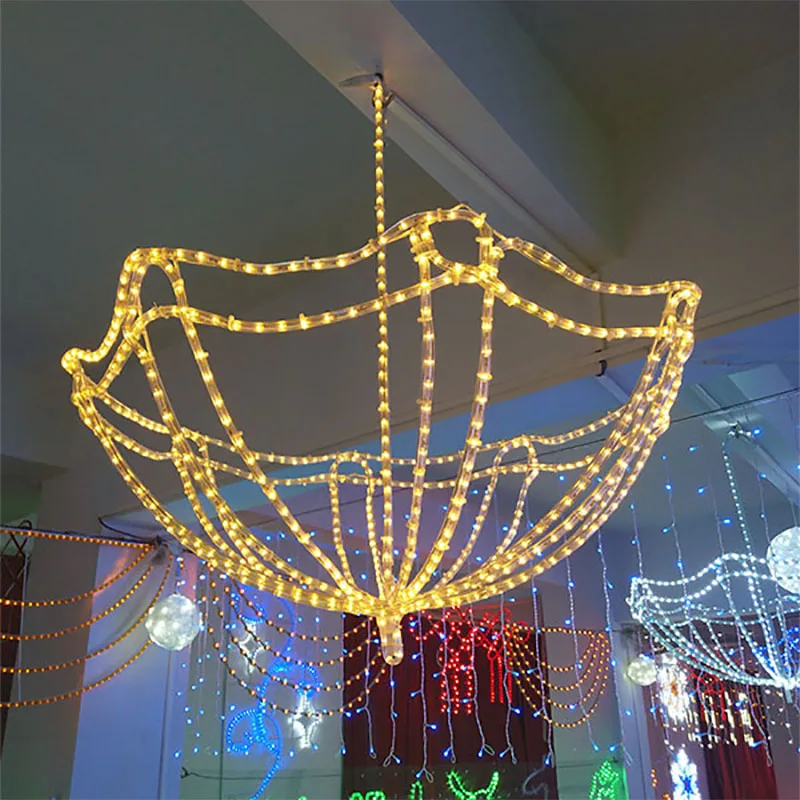3D umbrella pole mounted Christmas decoration LED motif light
