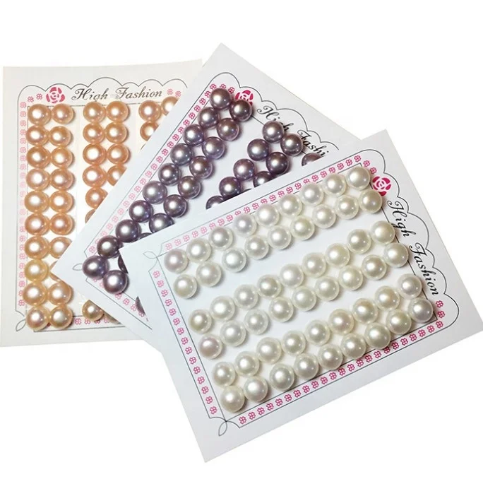 Wholesale White Freshwater Pearls Half drilled Button Pearls