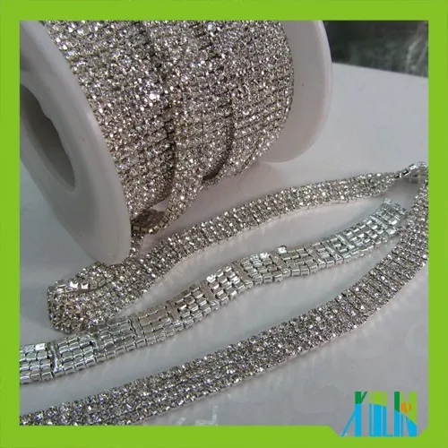 Jewelry crystal rhinestone chain multi rows trimming crystals chain