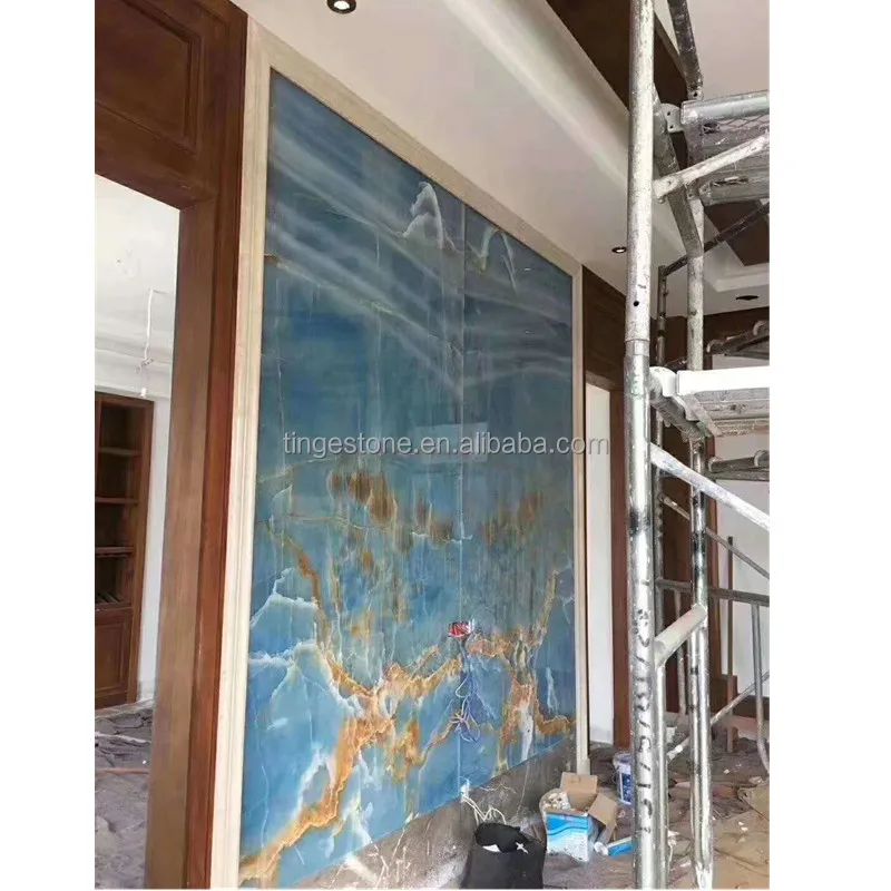 
Luxury Blue onyx slab for the floor design 
