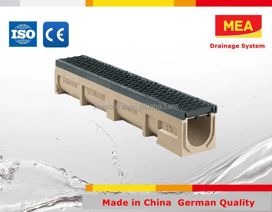 
easy install polymer concrete drainage channel with cast iron grating 