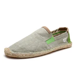 Casual Mens cloth shoes Spring summer new straw National style embroidery all-match lazy canvas  shoes Breathable soft