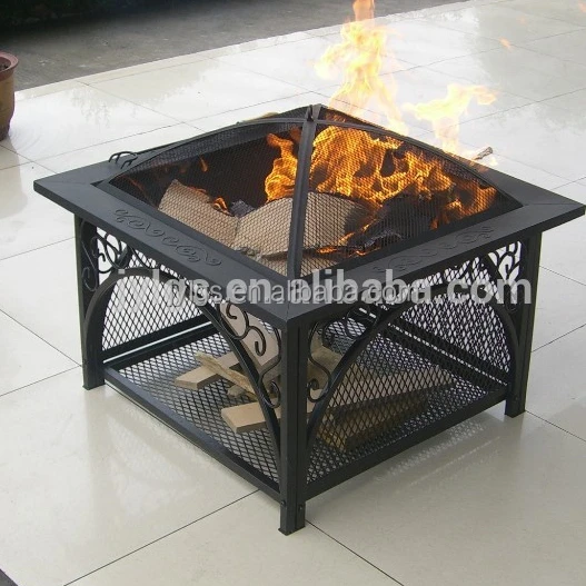 
30' Metal Square Outdoor Wood Burning Fire Pit 