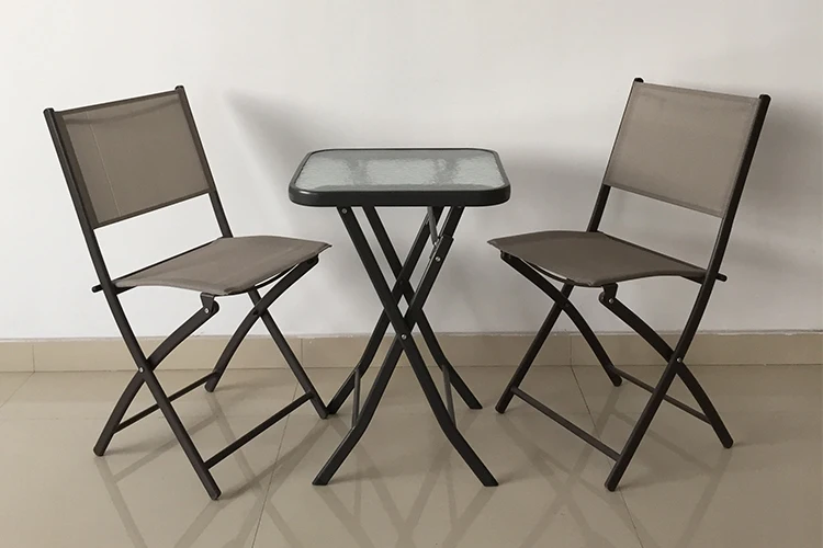 Uplion Modern Outdoor Garden Patio Folding set  3pcs Balcony Set Table and Chair Furniture