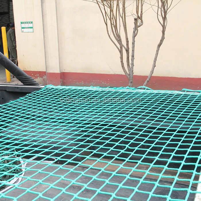35*35mm, 3mm rope diameter Green Color luggage cargo net container heavy duty polypropylene  PP Cargo net
