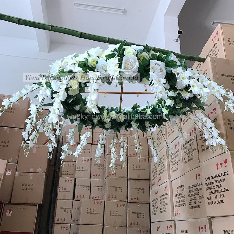 LFB848 Elegant Luckygoods wholesale handmade white silk flower wedding arch