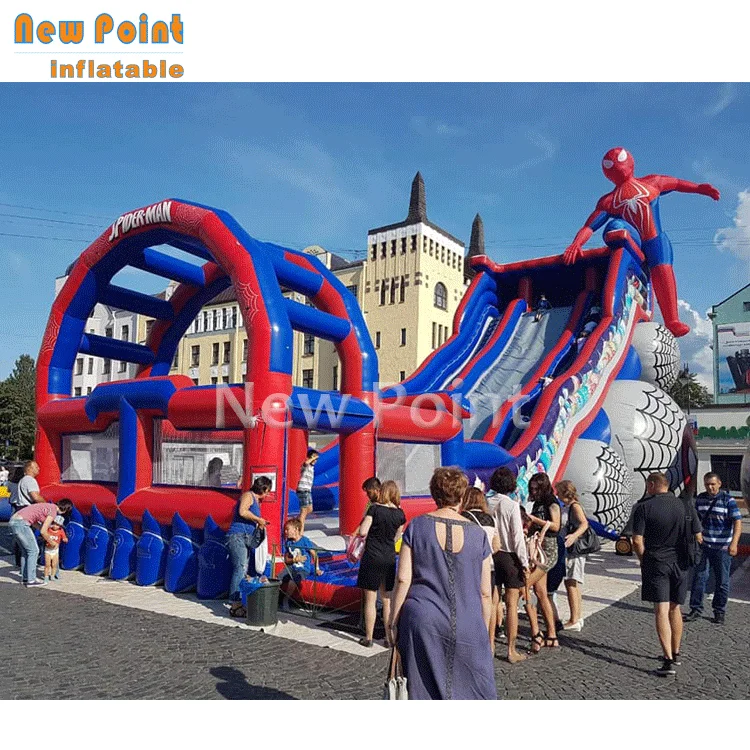 Hot sale cheap spiderman inflatable bouncer slide for kids