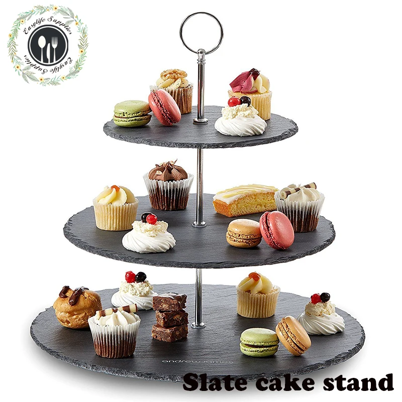 high quality 20*25*30cm black color 3 tier porcelain cake stand for wedding