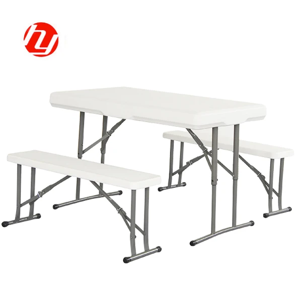 Folding Table and Chair Picnic and Beer Plastic Outdoor Table Steel Tube with Powder Coated Modern 95x23x42cm 113x68cm