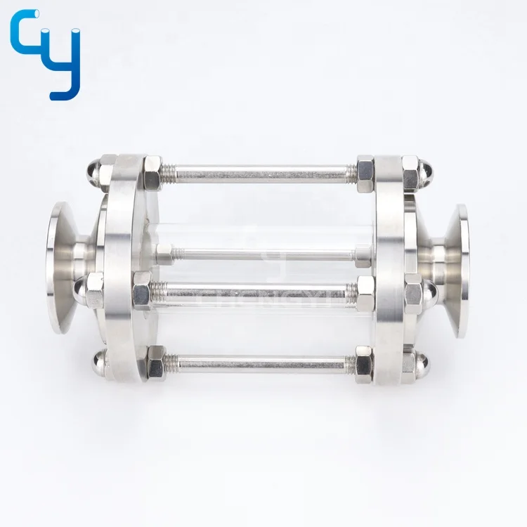 Sanitary pipe fittings stainless steel straight tubular sight glass with protective cover