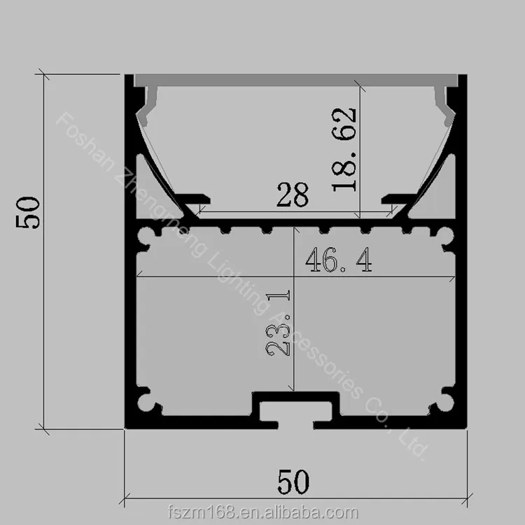 50*50mm Easy assemble aluminum led strip light profile/channel track/housing/mounting profile/shapes/linear