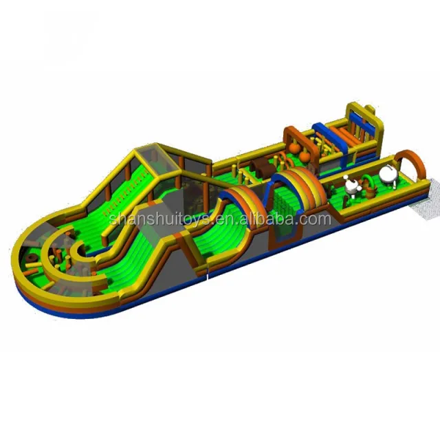 Factory Price outdoor amusement park Boot Camp Adult giant wipeout inflatable obstacle course for sale