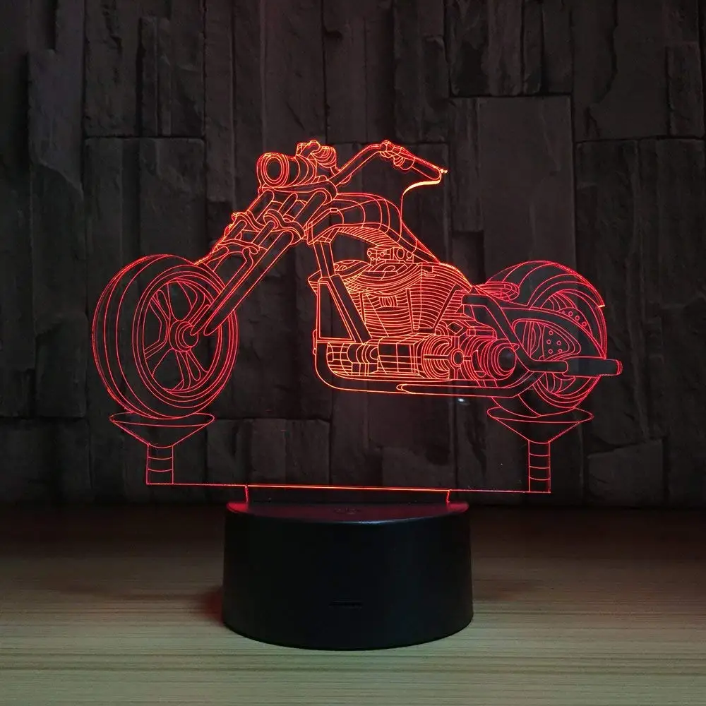 Motorcycle 3D Optical Illusion Lamp 7 Colors Change LED Night Light Toys for Children Kids
