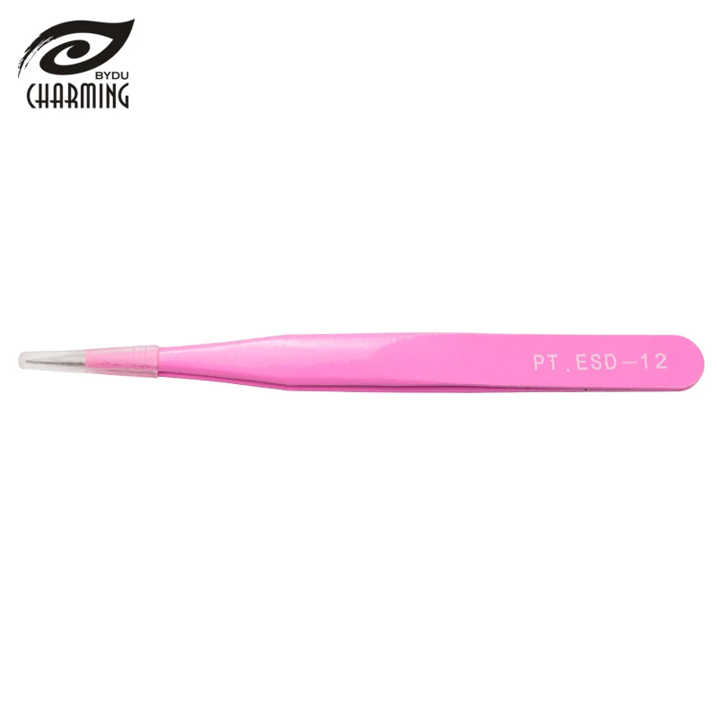 Best stainless pointed eyelash extension tweezers private label slanted grafted eyelash tweezers