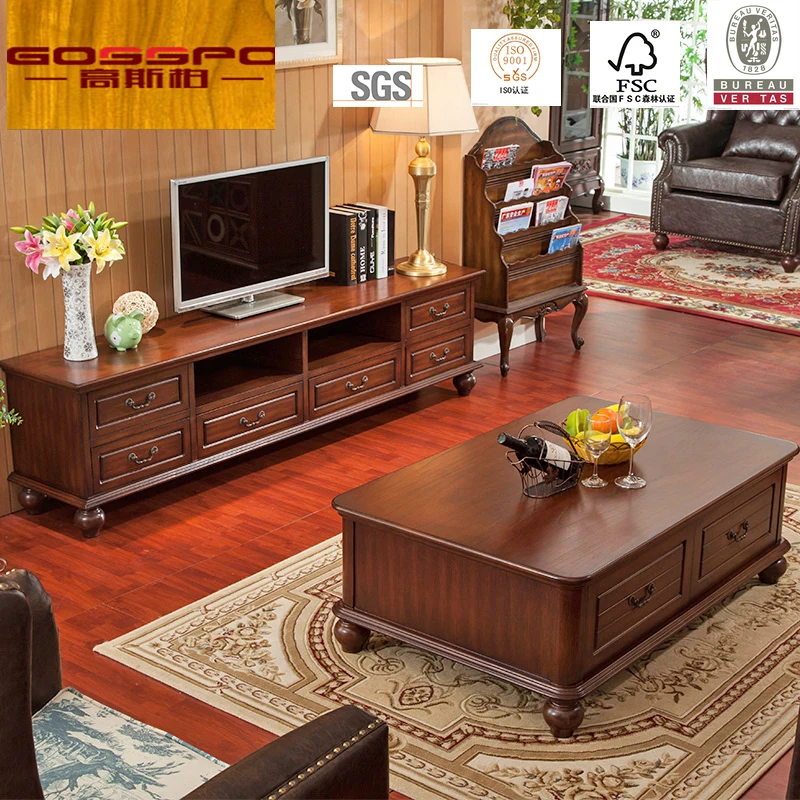 Antique Wooden TV Cabinet with Showcase Living Room Showcase Design Wood
