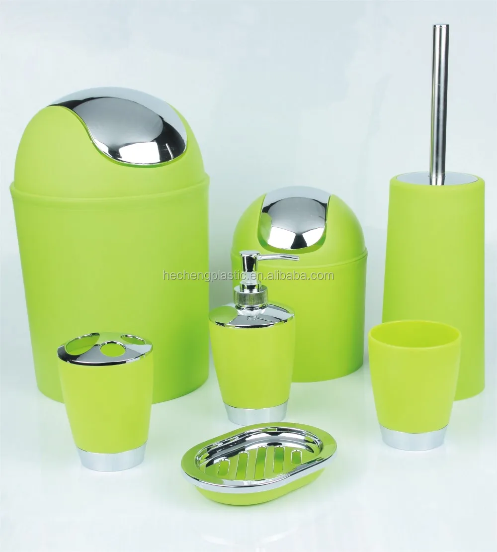 High Quality Household Wares Toilet Accessory 6PCS Plastic Purple Bathroom Set