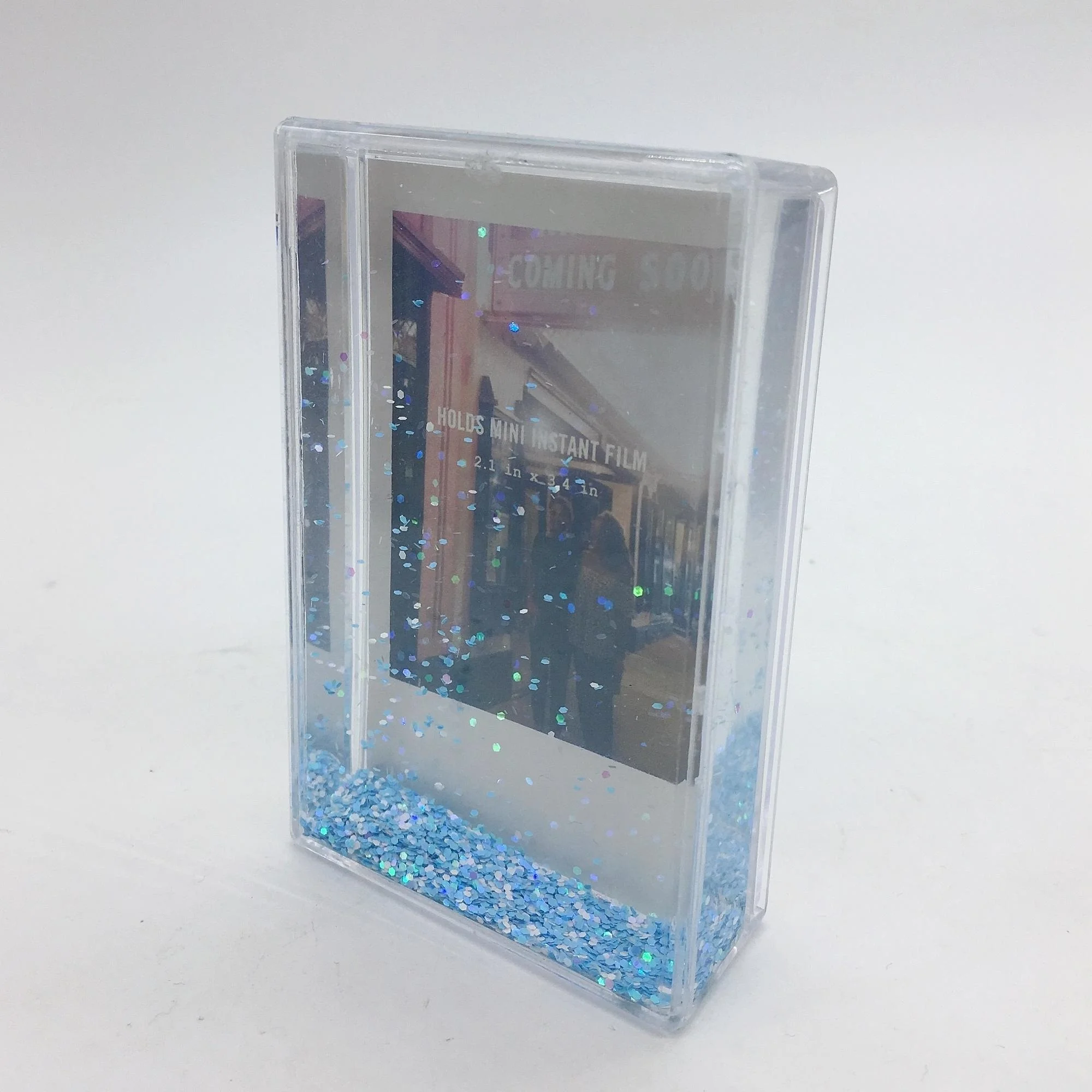 2.1 Inches By 3.4 Inches Photo Insert Acrylic Instax Mini Liquid Glitter Picture Frames With Water And Confetti