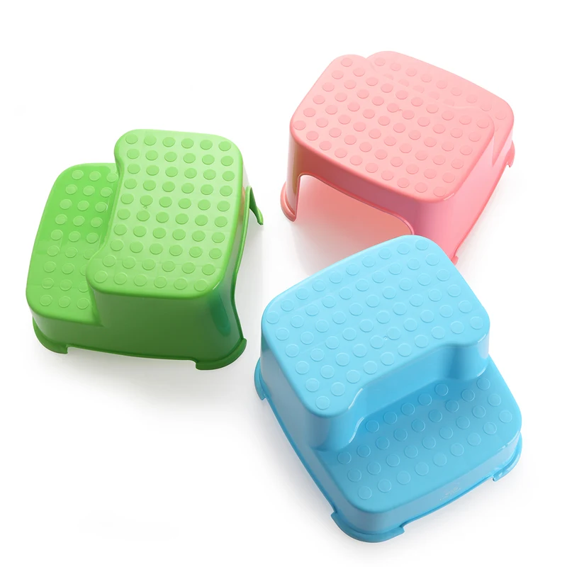 solid plastic Anti-slip design Double Baby double step stool