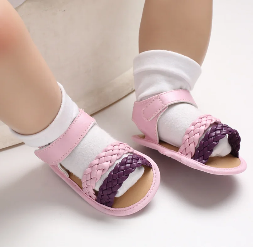 In stock small MOQ fast delivery  baby girl soft sole Pu sandal  baby shoes bulk