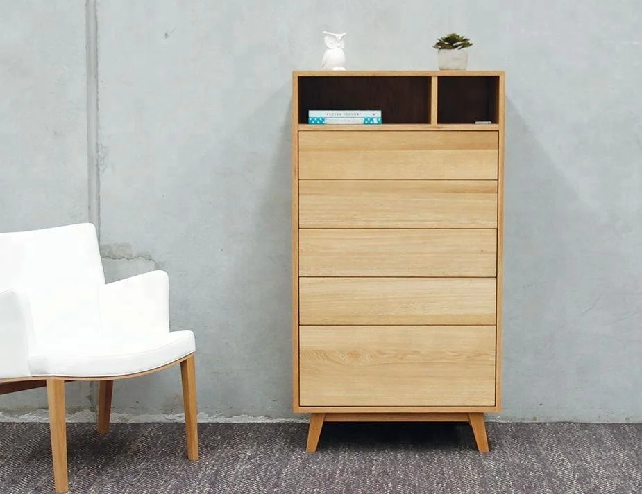 High quality children tall wood 5 drawer slim chest of drawer for bedroom furniture