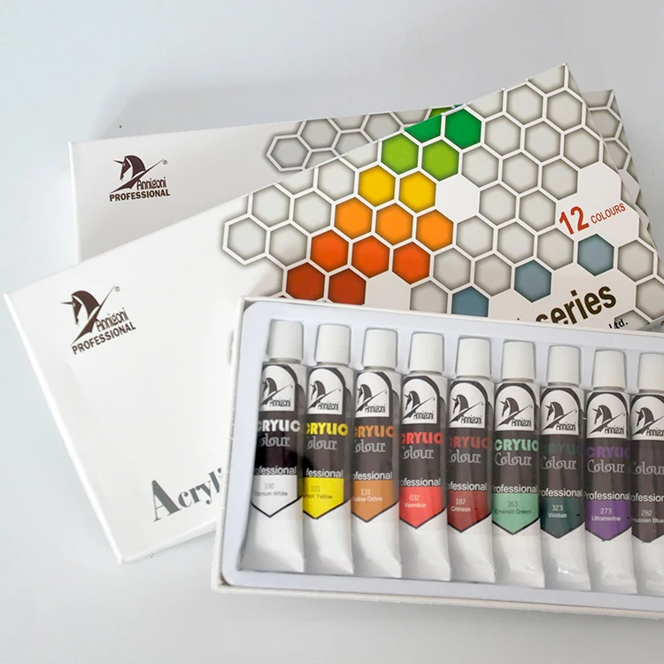 Acrylic Paint Set 12 Colors 12ml Art Craft Paint Supplies Packed In Bottle For Kids, Student And Artist