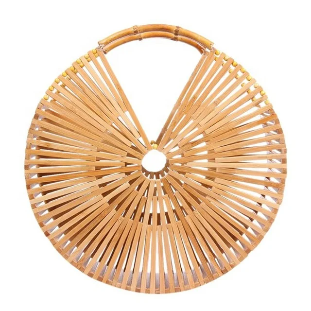 Factory Wholesale  Price Ins Popular Handmade Bamboo Bag Purse Women Fashion Bamboo Tote Bag Ladies Rattan Beach  Clutch Handbag