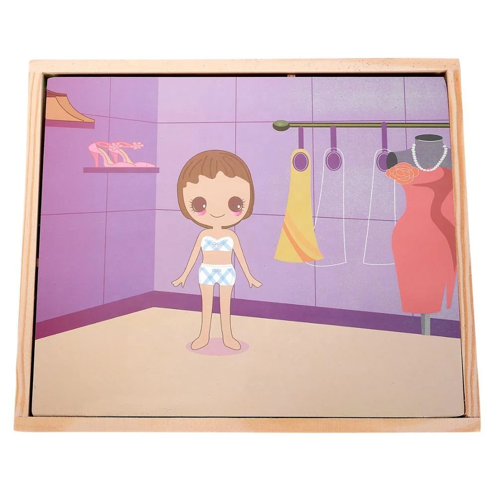 Magnetic Fun Jigsaw  Wooden Puzzle Board Cartoon Educational Drawing Magnetic toys