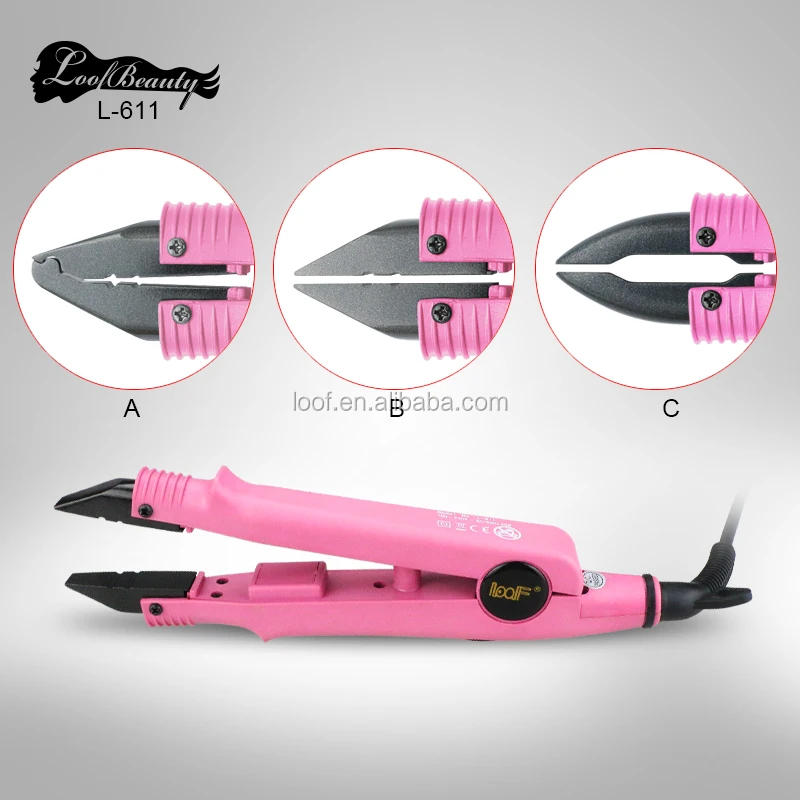 LOOF registered manufacturer professional heated keratin connector remover flat iron hair extension iron