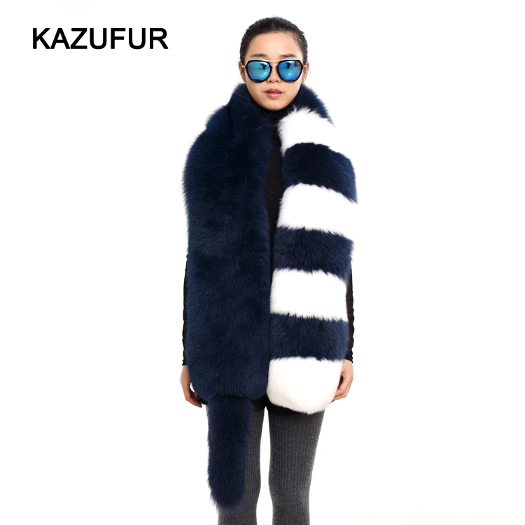 Big Size long fur scarf Genuine Fox Fur Scarf Long Fox Fur Scarf