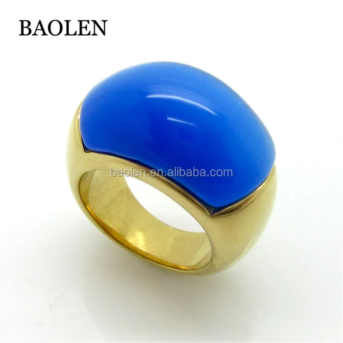 New  Gemstone Opal Statement Party Not Allergic Finger Rings Stone Crystal Jewelry AnEis do sexo feminino