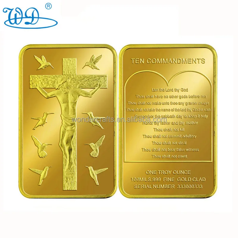 WD Wholesale low price business gifts custom brass metal embossed eagle gold gold plated 10 ounces of pure gold bars