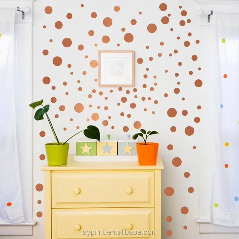 HM51010 Gold Copper Circle Wall Decal DIY Gold Dot Sticker
