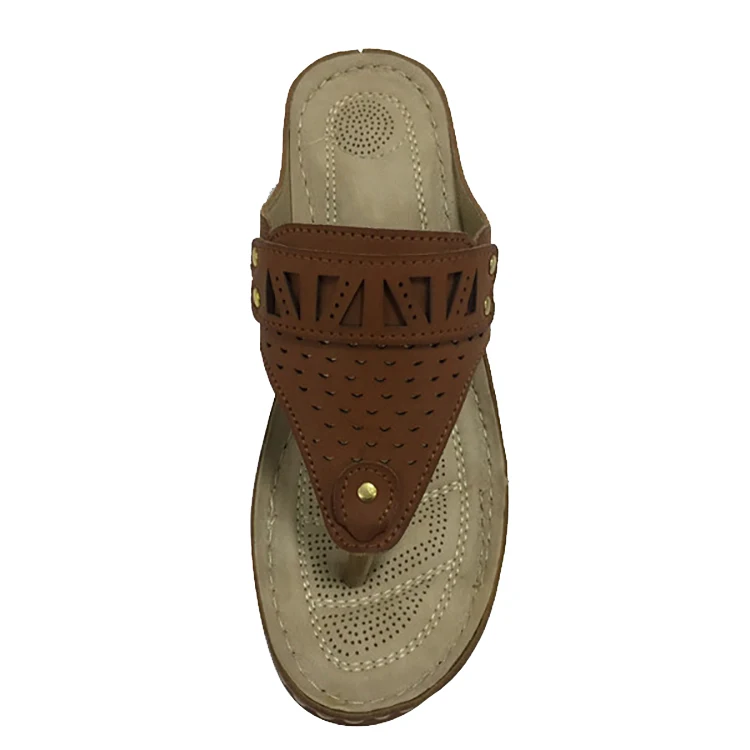 New Design Casual Ladies High Heel Flip-Flops Summer Fancy Pu Thong Sandals For Woman And Ladies With Thick Sole