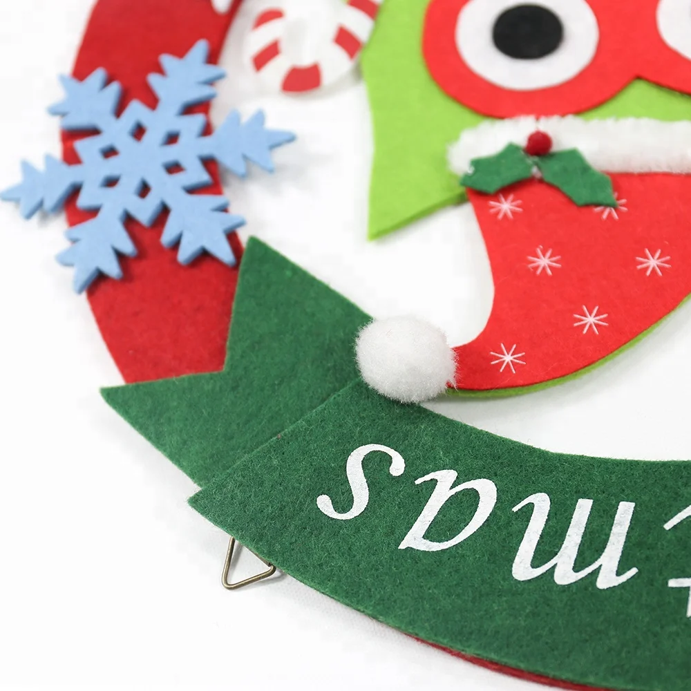 
Christmas felt santa claus owl wreath door decoration 