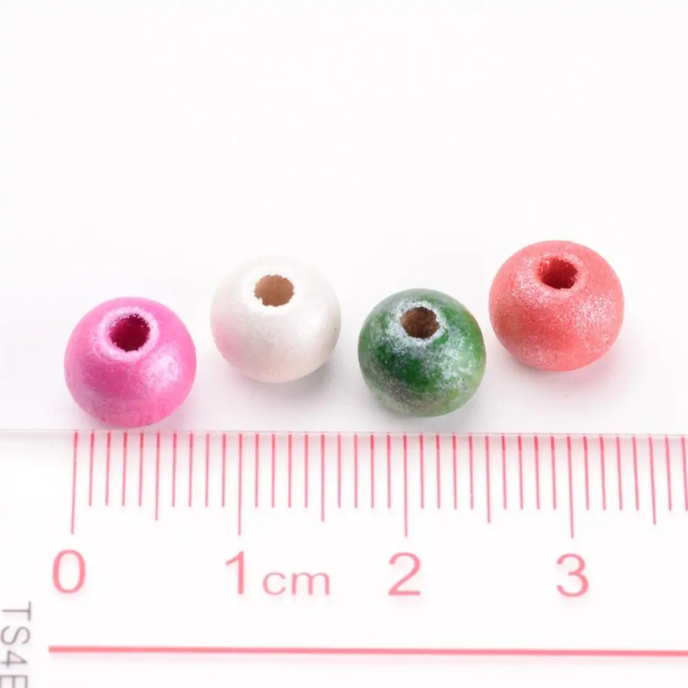 PandaHall 8mm Round Dyed Lead Free Mixed Color Wood Beads