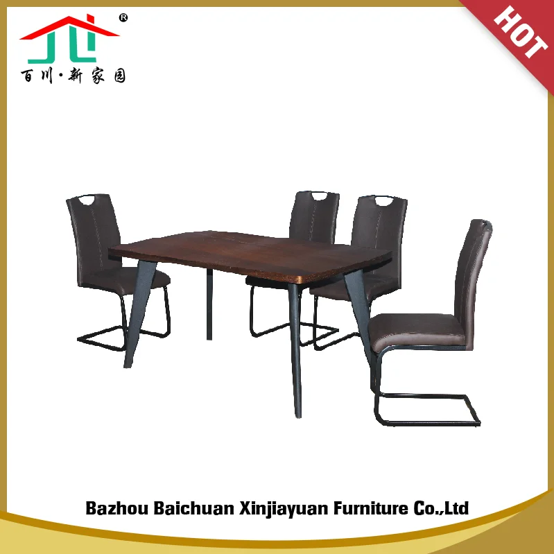 MDF Covered Paper Top With Black Powder Coated Metal Legs Dining Room Tables