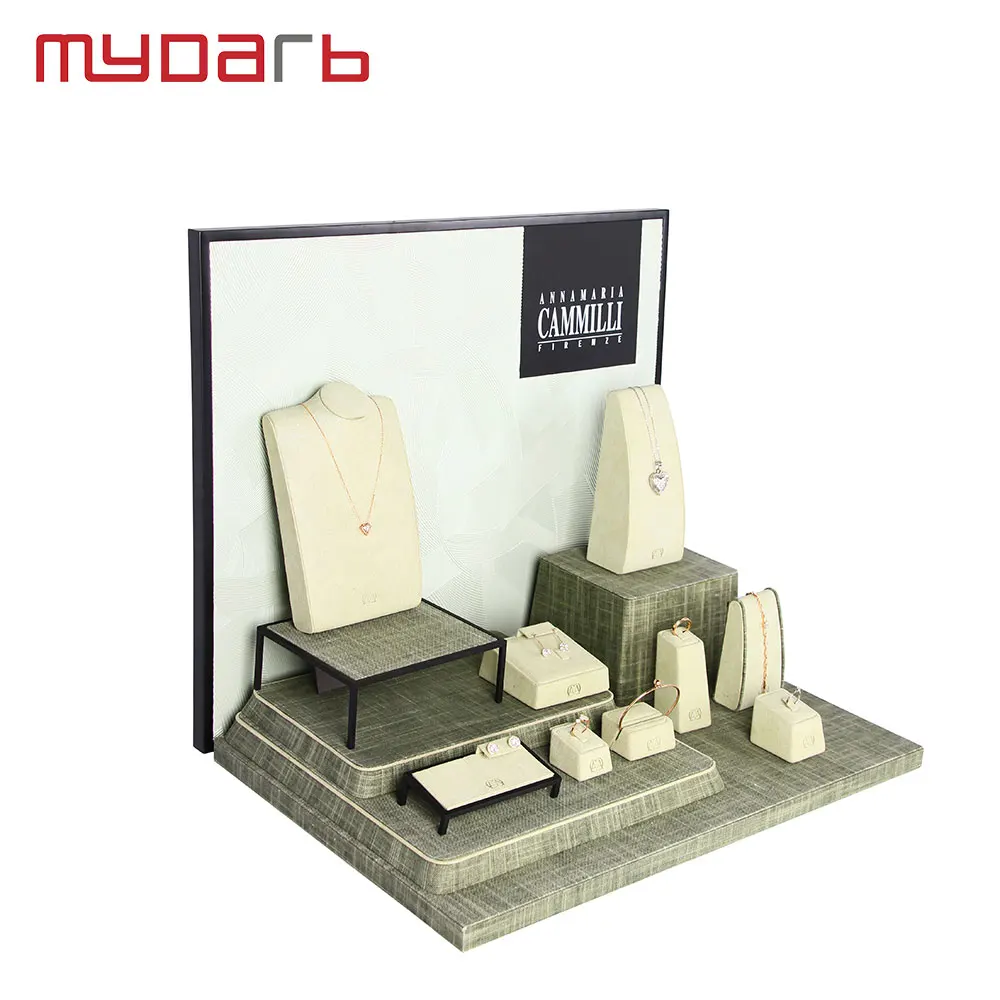 MYDARB Custom  Best selling MDF velvet microfiber material acrylic painted jewelry display rack sets