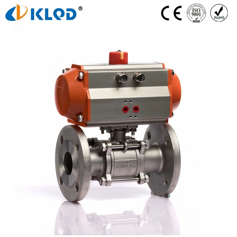 304 316 Flange Pneumatic Actuated Stainless Steel Ball Valve