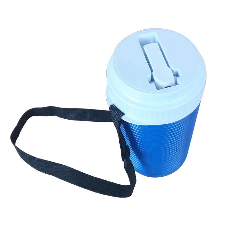 blow molded 0.75Litre mini portable water cooler box with a strap and spout