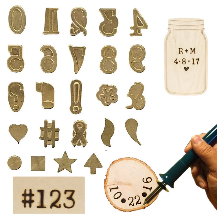 Wood Burning Kit Set Alphabet Numbers Symbols Pyrography Stamps Personalization