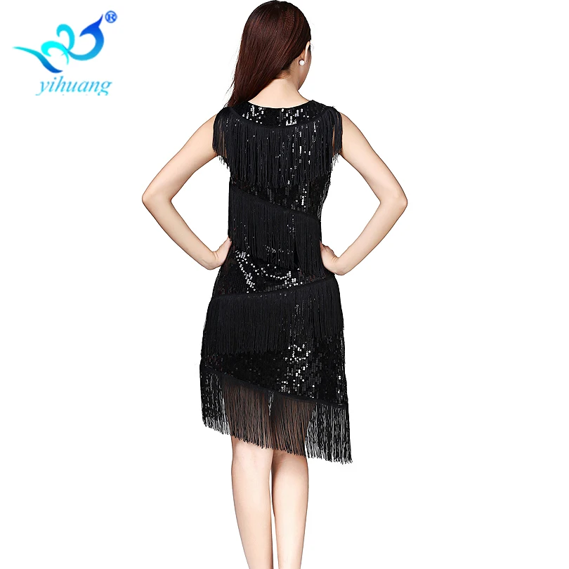 Women Professional Latin Dance Dress 1920s Costumes Charleston Party Dancing Performance Skirt Sequin Tassel Flapper Dresses