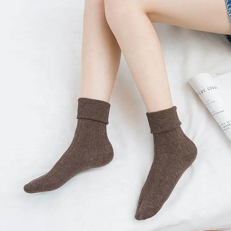 
Top grade various colors available wool with shining yarn women crew cozy socks 