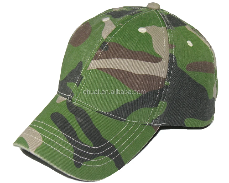 Classic old style cotton chino twill washed baseball camo cap