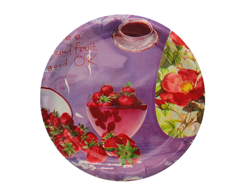 Лидер продаж, круглый пластиковый нескользящий поднос, 35 см, резиновый нескользящий поднос