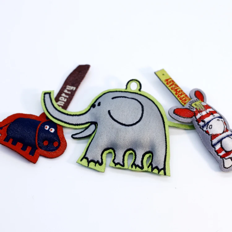 Custom Brand Name Logo Cute Shaped Woven Puffed Zipper Puller bag handbag  cotton filled woven zipper puller for Kids Clothes