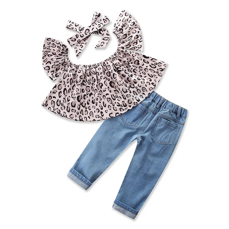 
Wholesale Children Boutique Clothing Set Girl Summer Sleeveless Leopard Sets 