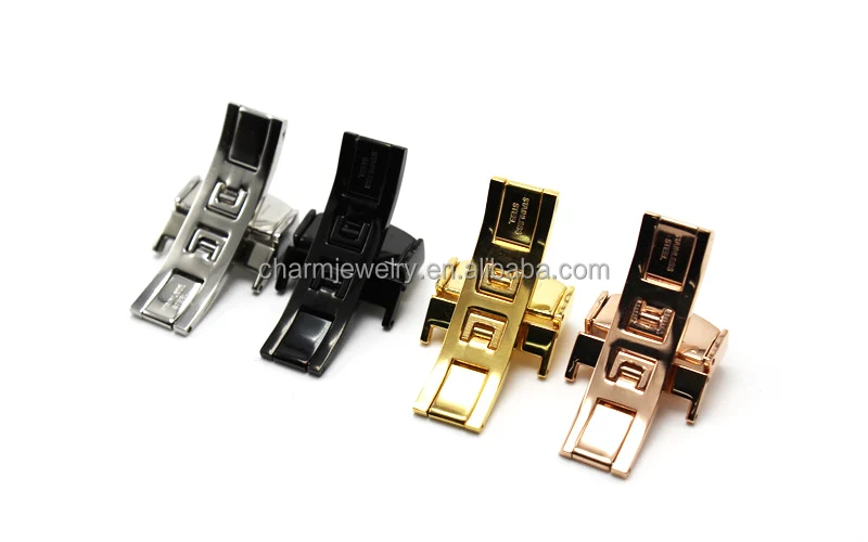 Оптовая продажа двойная безопасная застежка из нержавеющей стали для силиконового браслета бабочки ремешка часов замок 10-24 мм