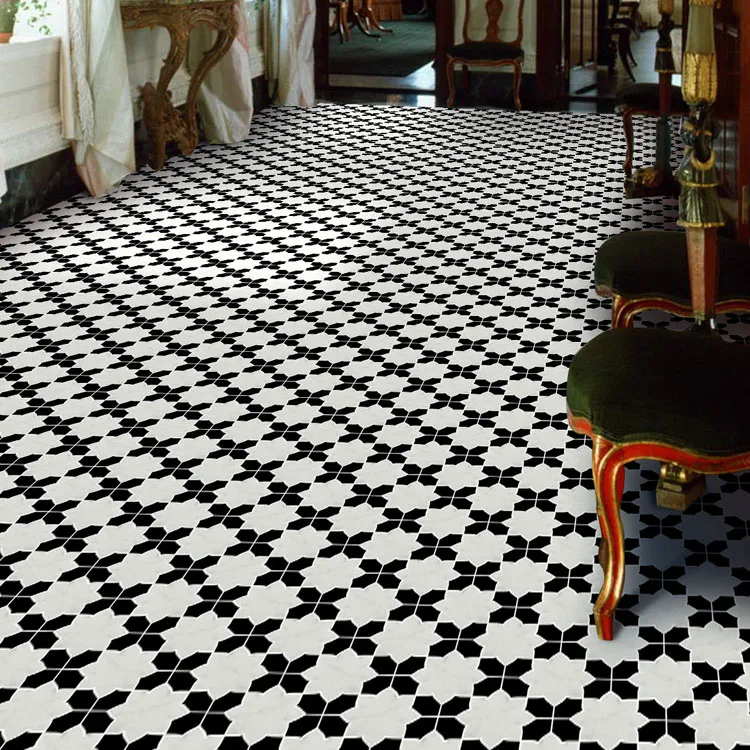 black white waterjet design mosaic floor tile price in inida