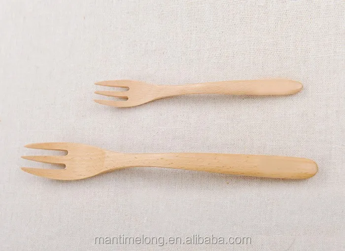 Wood Forks Natural wood cutlery Three teeth hairpin Spork Wooden Dessert Bread Cake Fork Fruit Fork