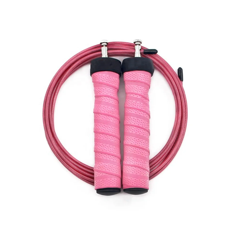 Custom Logo Adjustable Steel Wire Sweat handle Smooth Bearings Speed Jump Rope